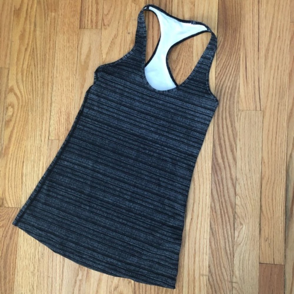LuLuLemon Heathered Black Racer Back Tank